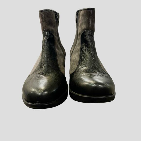 NAOT Women’s Black and Gray Leather and Suede Wedge Booties, NWIOB, Size 40 - Picture 5 of 11